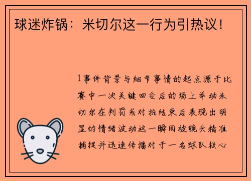 球迷炸锅：米切尔这一行为引热议！